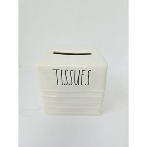 Rae Dunn Tissues tissue box cover ceramic NEW ribbed